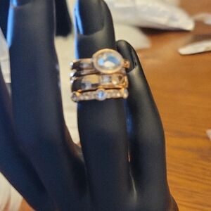 Stacking Vintage Gold Zirconia Ring Set.